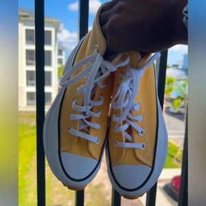 Yellow converse high platforms